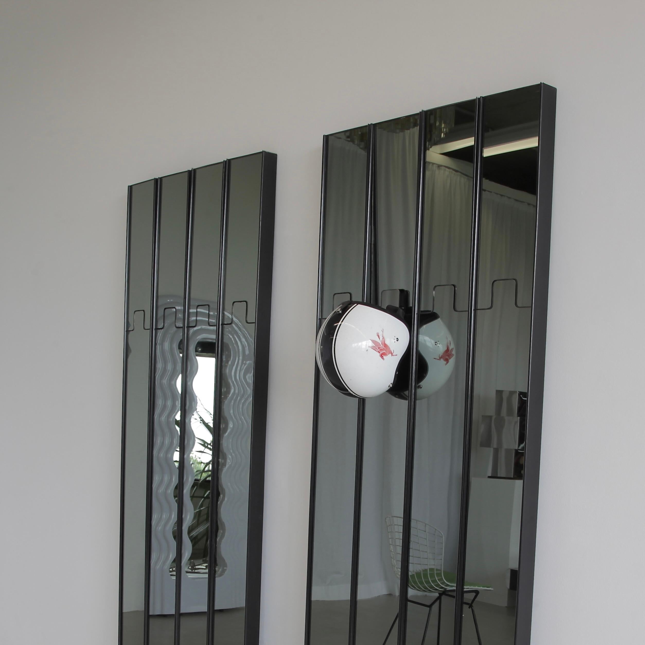 Mid-Century Modern Set of 8 tinted Mirrors by Luciano BERTONCINI, 1971