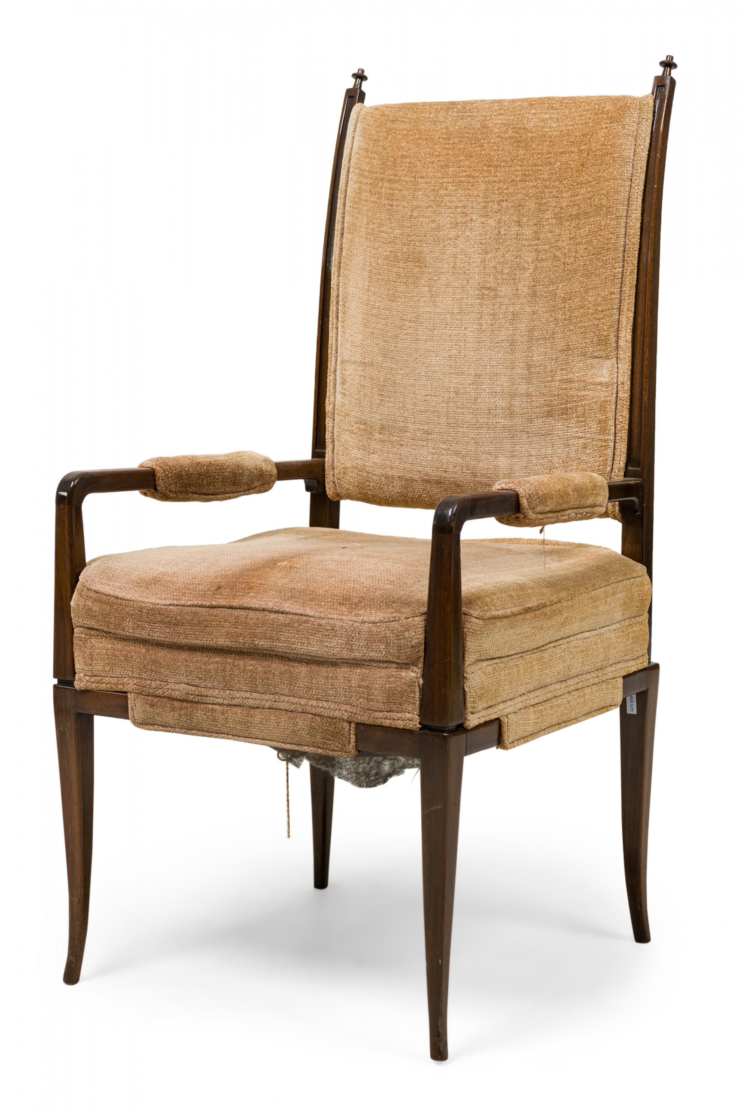 Set of 8 Tommi Parzinger American Mahogany & Chenille Tweed Dining Chairs For Sale 10