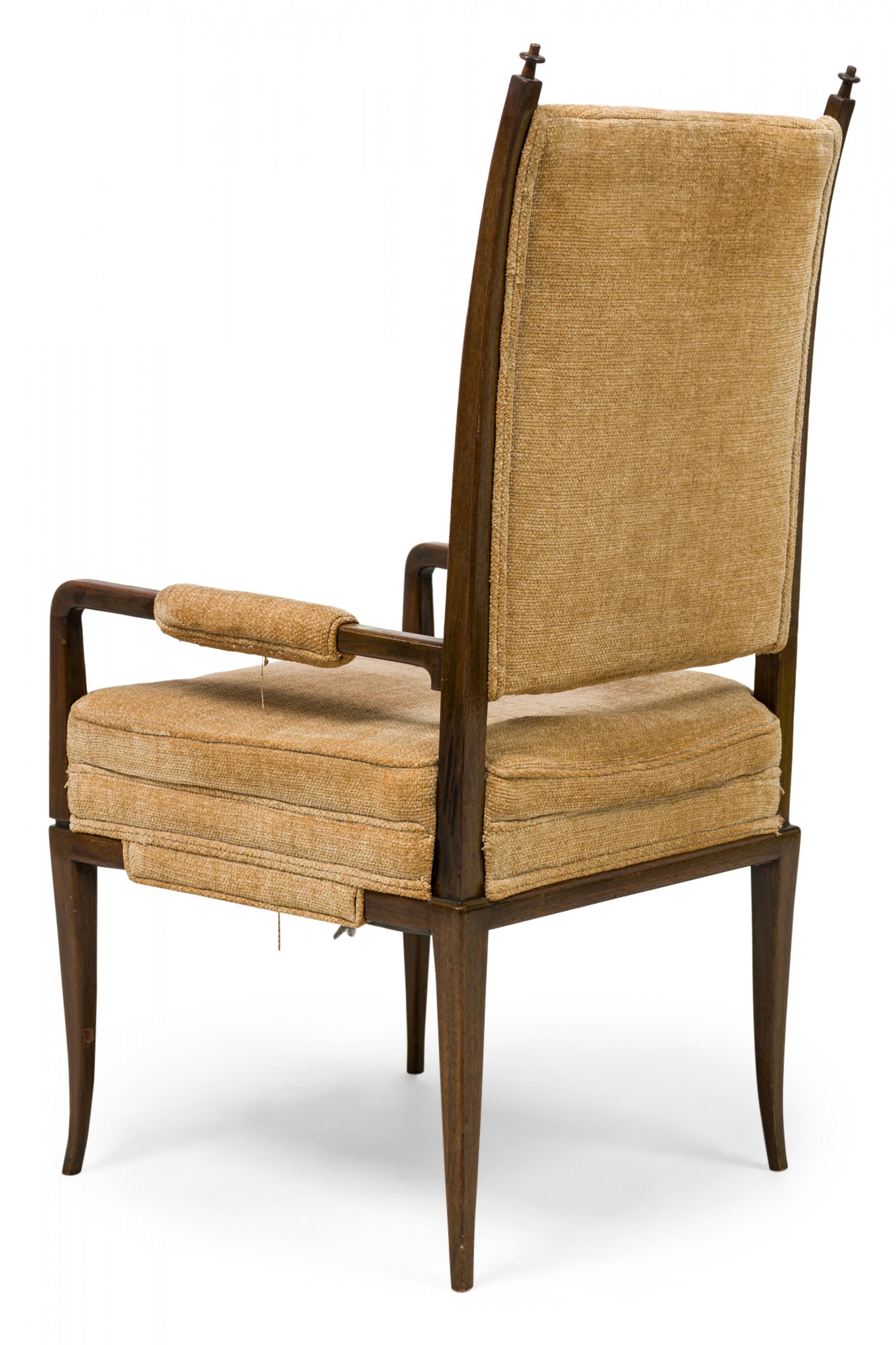 Set of 8 Tommi Parzinger American Mahogany & Chenille Tweed Dining Chairs For Sale 11
