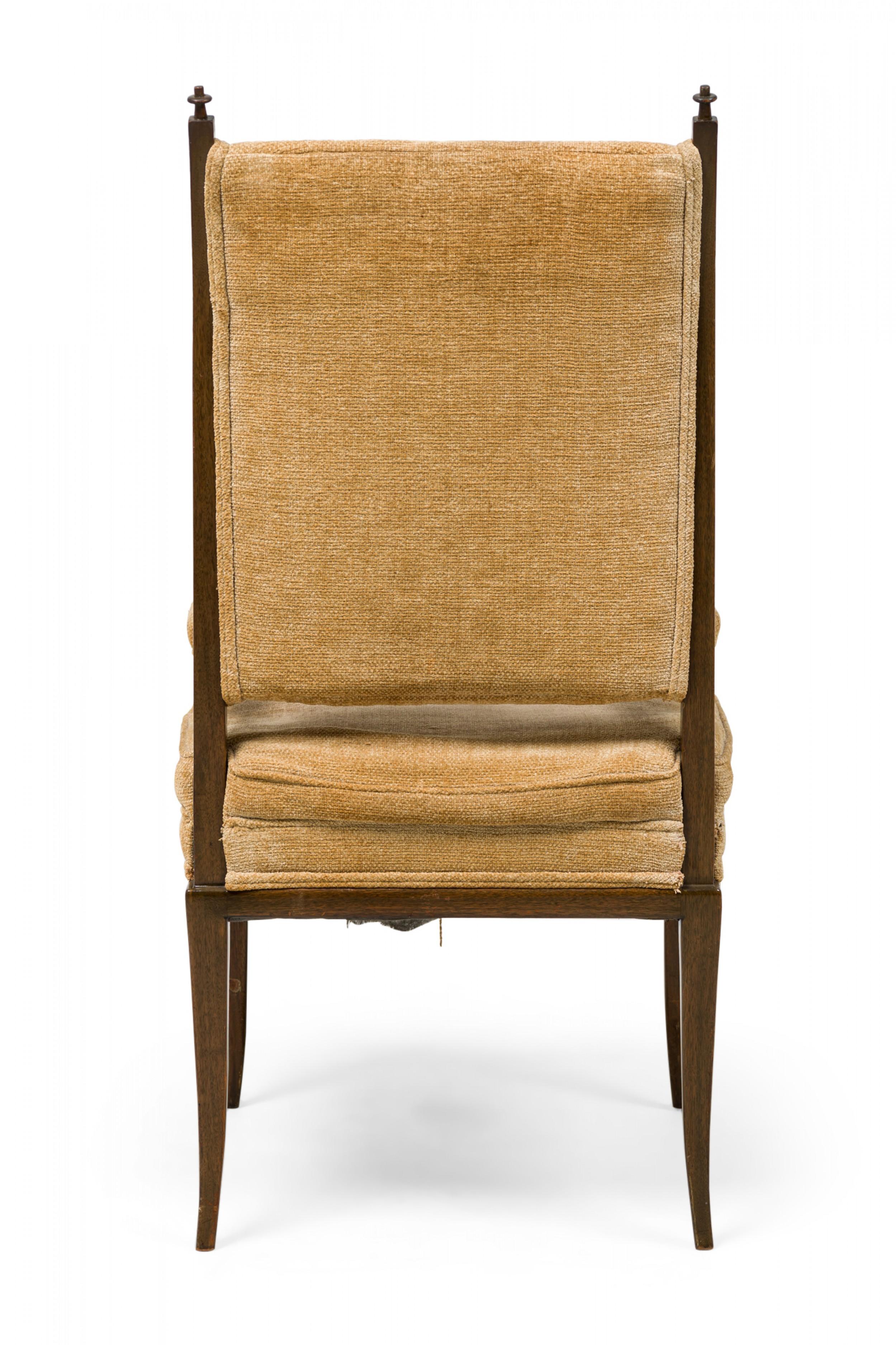 Set of 8 Tommi Parzinger American Mahogany & Chenille Tweed Dining Chairs For Sale 12