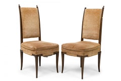 Set of 8 Tommi Parzinger American Mahogany & Chenille Tweed Dining Chairs