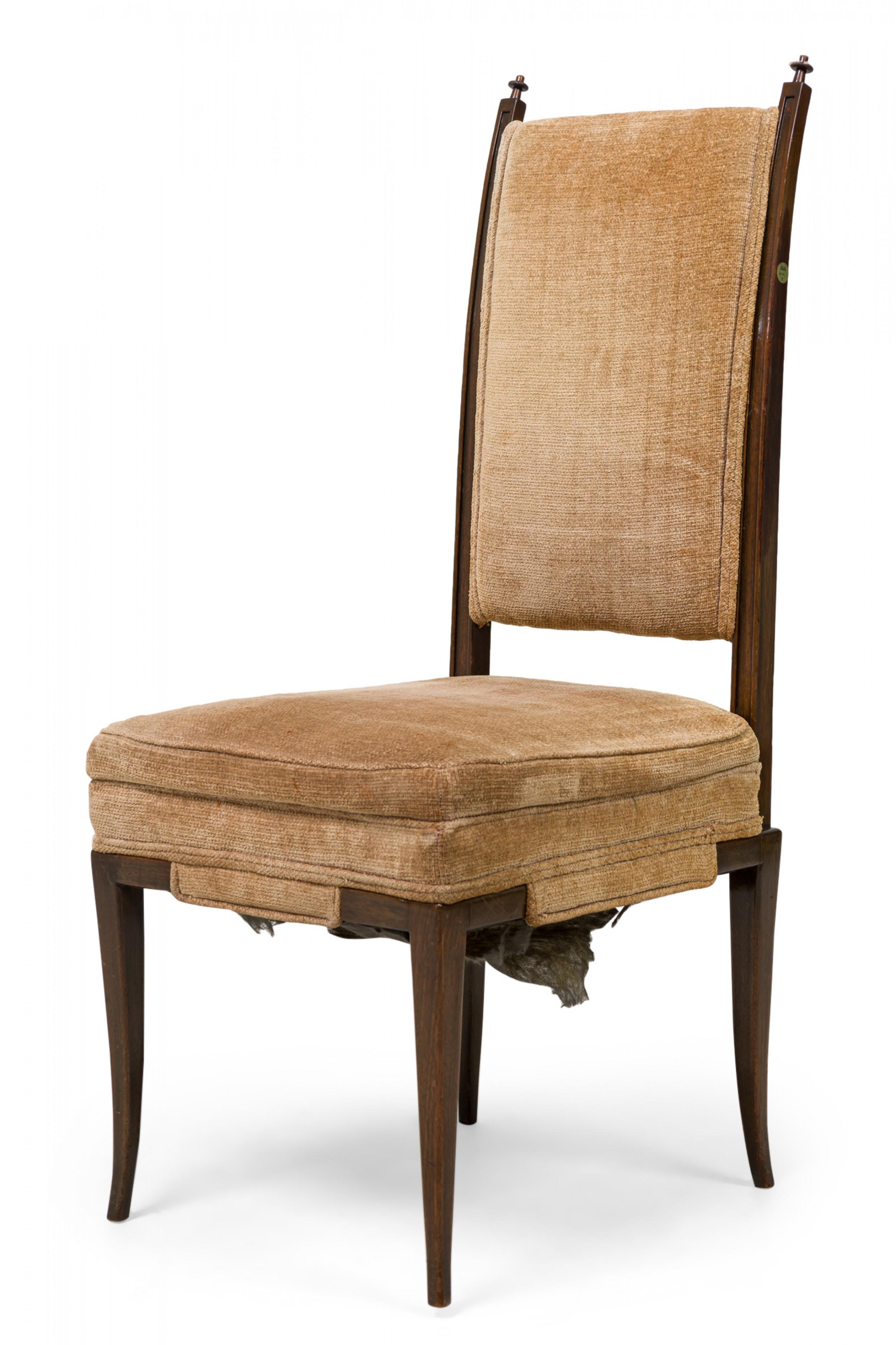 20th Century Set of 8 Tommi Parzinger American Mahogany & Chenille Tweed Dining Chairs For Sale