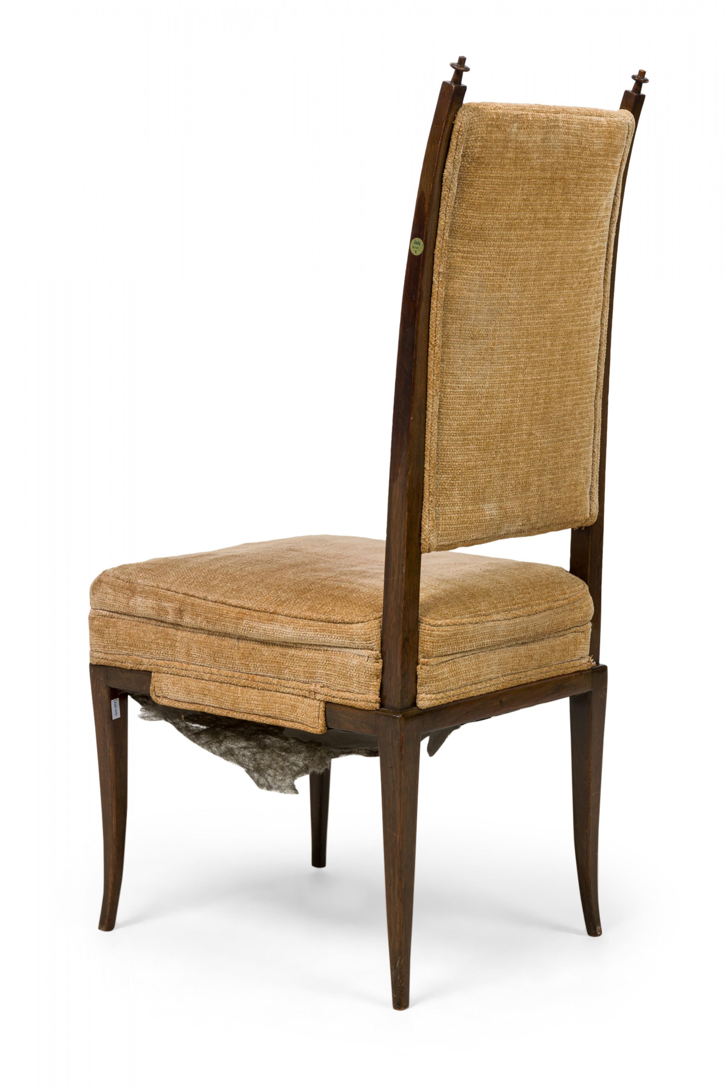 Set of 8 Tommi Parzinger American Mahogany & Chenille Tweed Dining Chairs For Sale 1