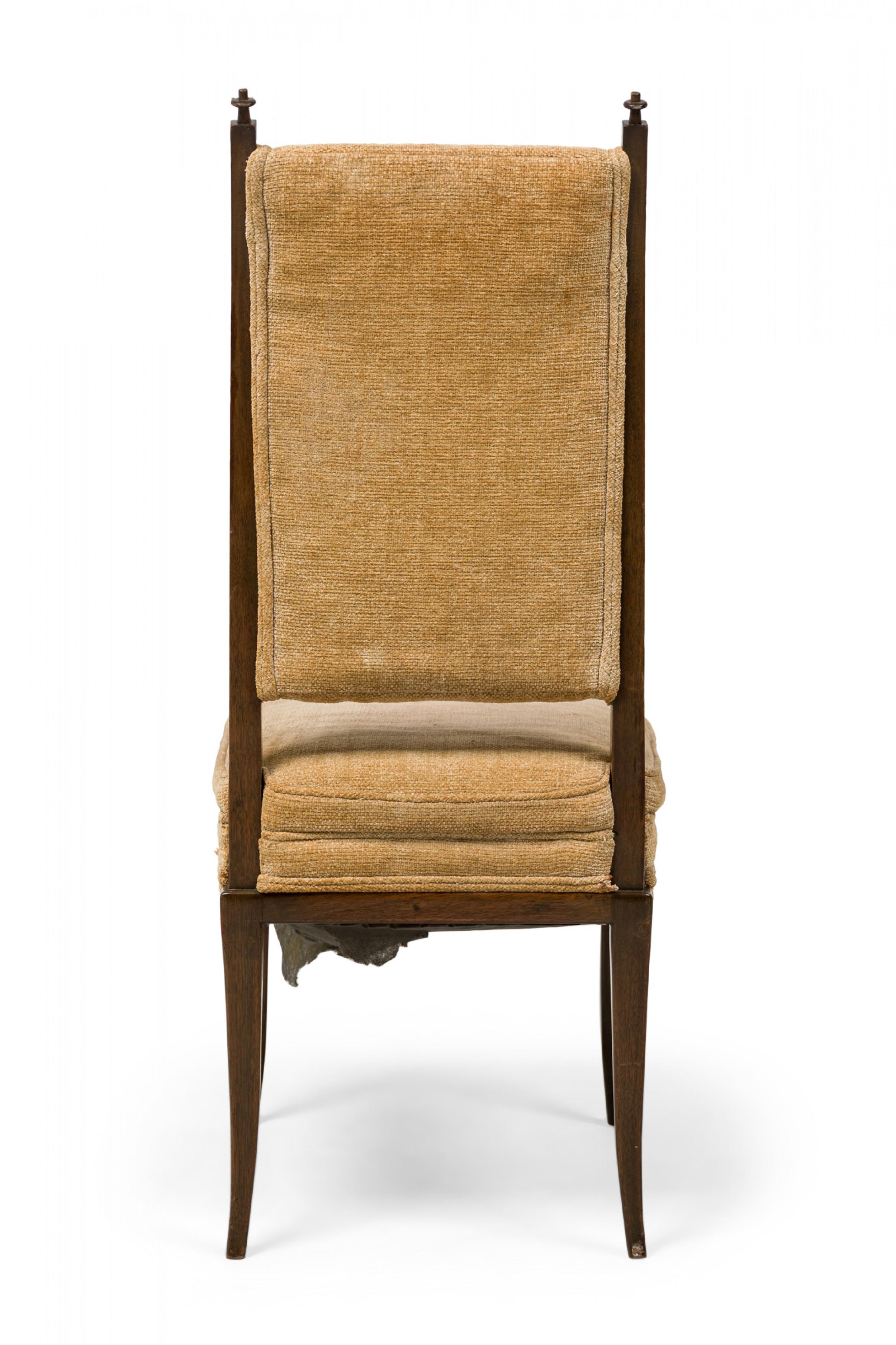 Set of 8 Tommi Parzinger American Mahogany & Chenille Tweed Dining Chairs For Sale 2