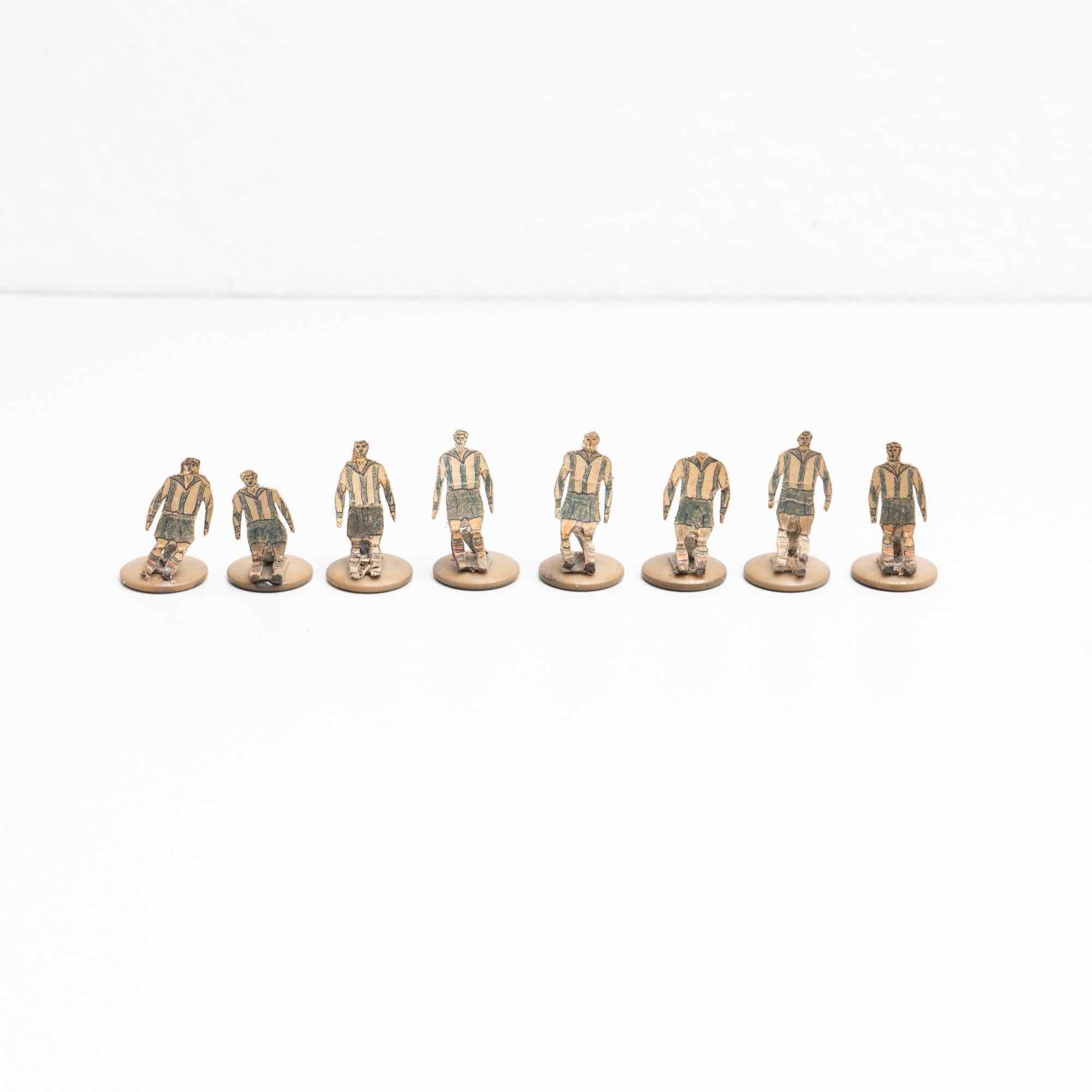 Mid-Century Modern Set of 8 Traditional Antique Button Soccer Game Figures, circa 1950 For Sale