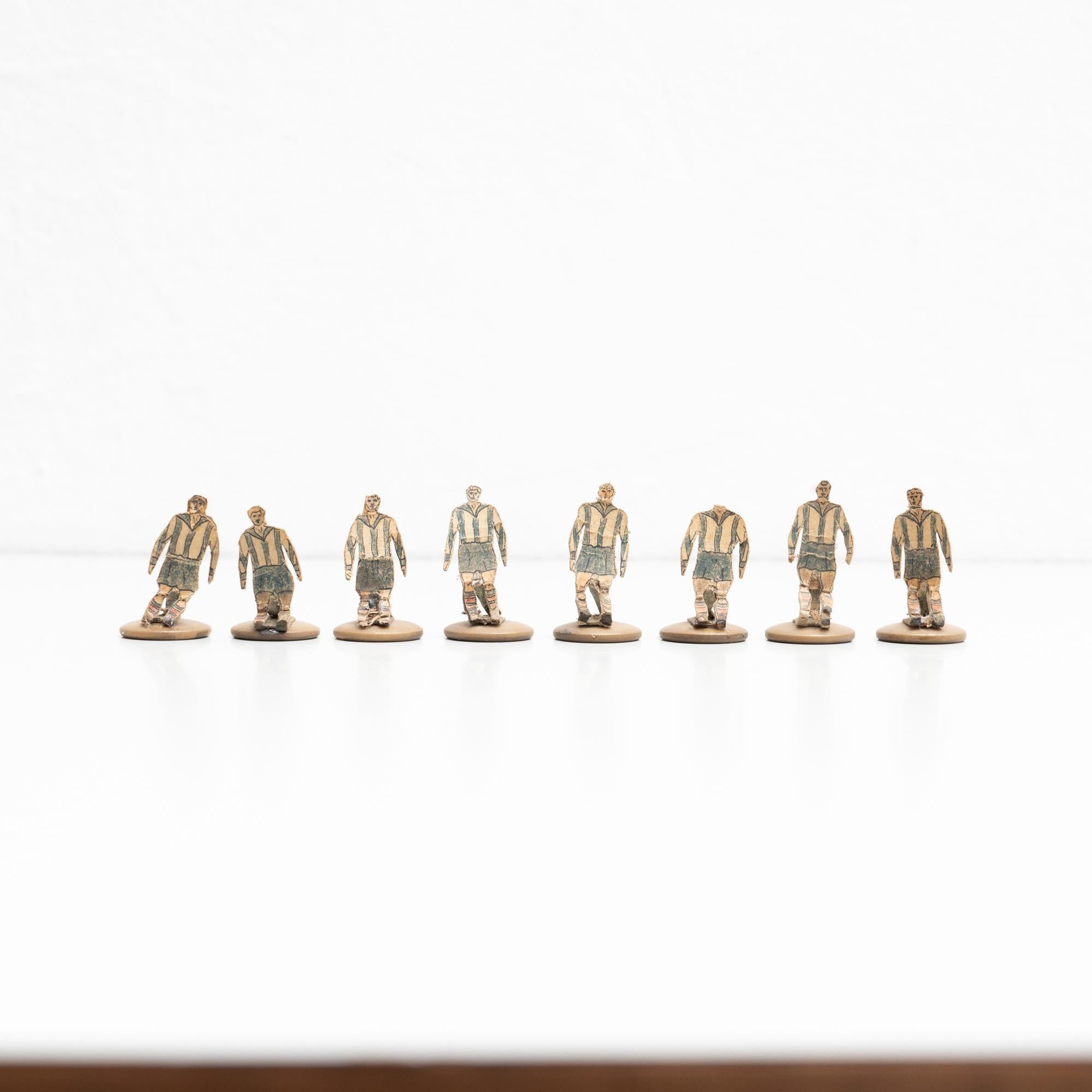Spanish Set of 8 Traditional Antique Button Soccer Game Figures, circa 1950 For Sale