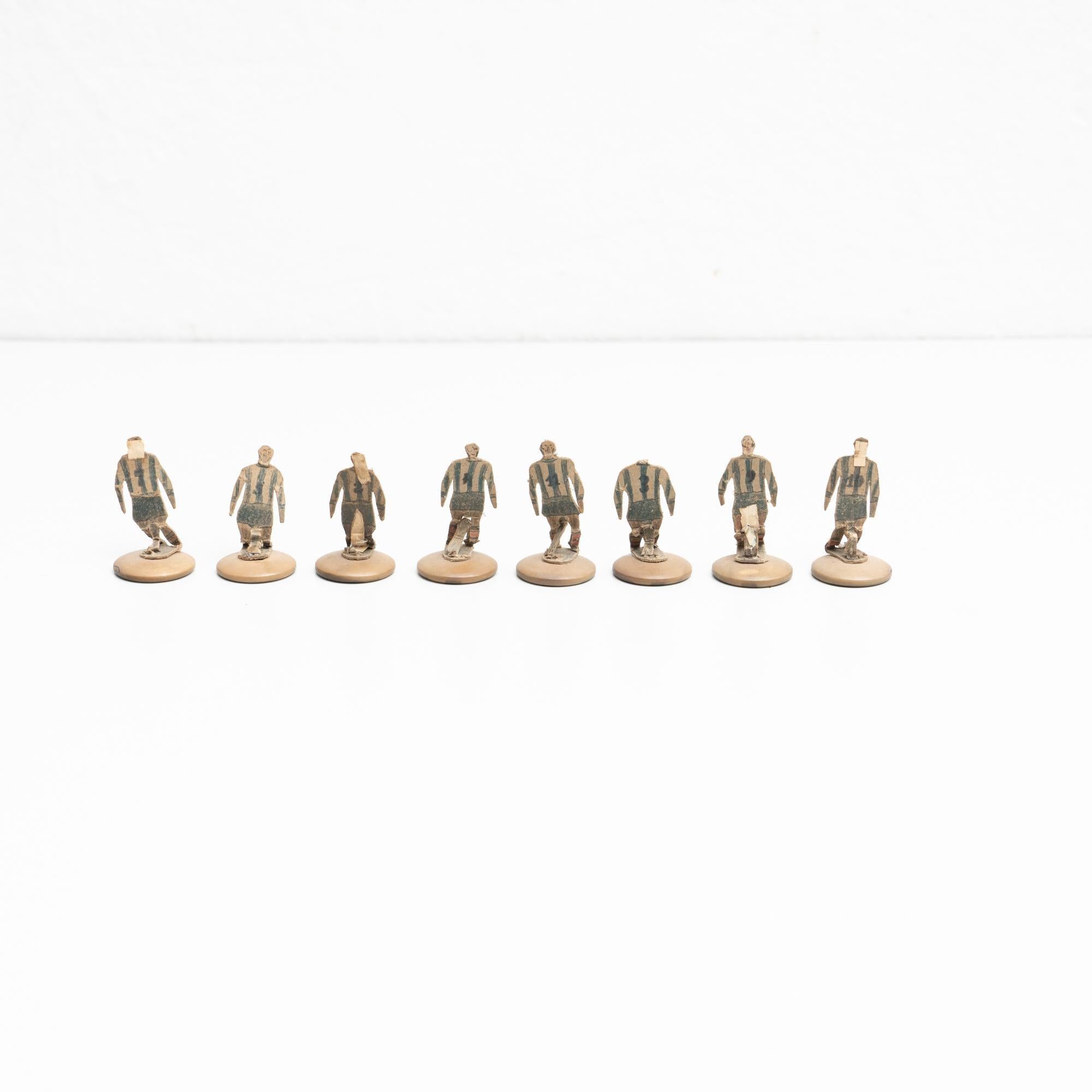 Mid-20th Century Set of 8 Traditional Antique Button Soccer Game Figures, circa 1950 For Sale