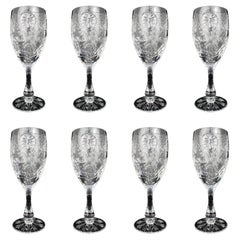 Set of 8 Tudor Crystal "Catherine of Aragon" Hand-Cut Wine Glasses, England