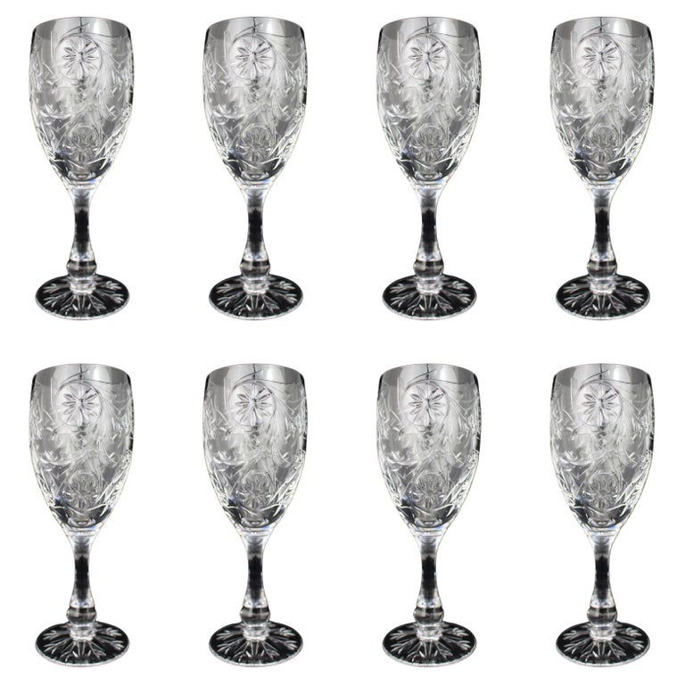 Set of 8 Tudor Crystal "Catherine of Aragon" Hand-Cut Wine Glasses, England  For Sale at 1stDibs