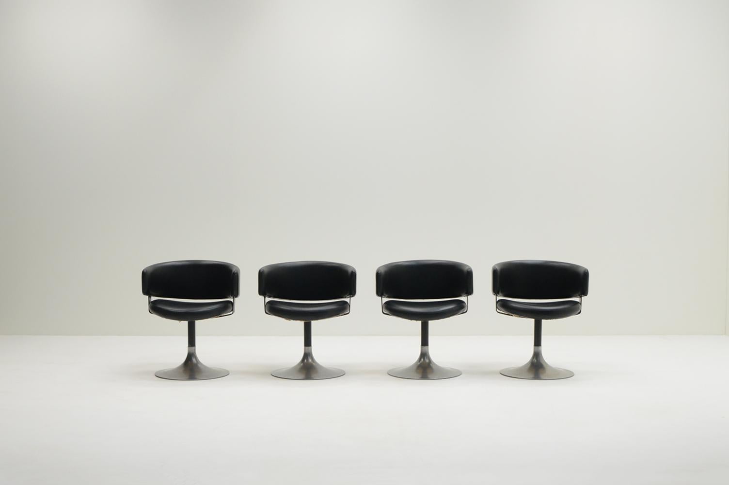 Italian Set of 8 tulip chairs by Pizzi arredamenti, 1970s Italy.