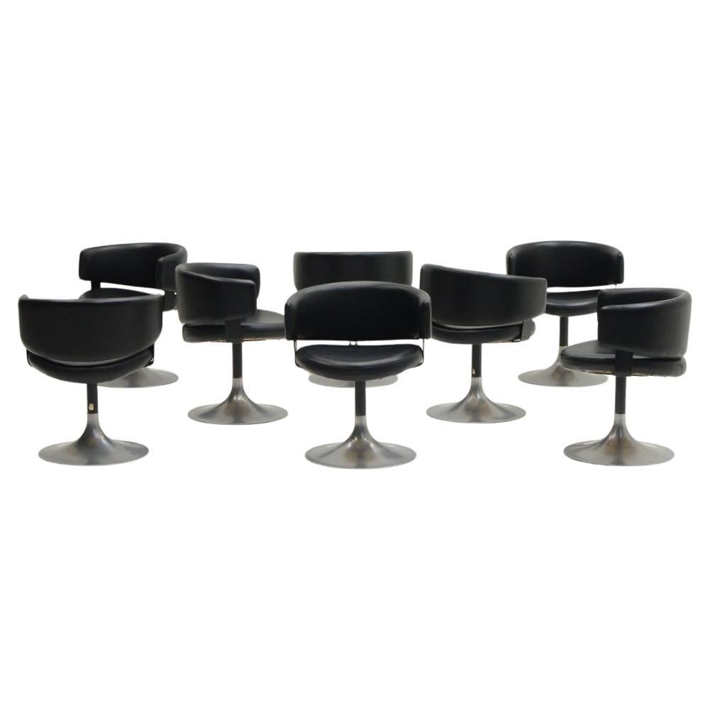 Set of 8 tulip chairs by Pizzi arredamenti, 1970s Italy.