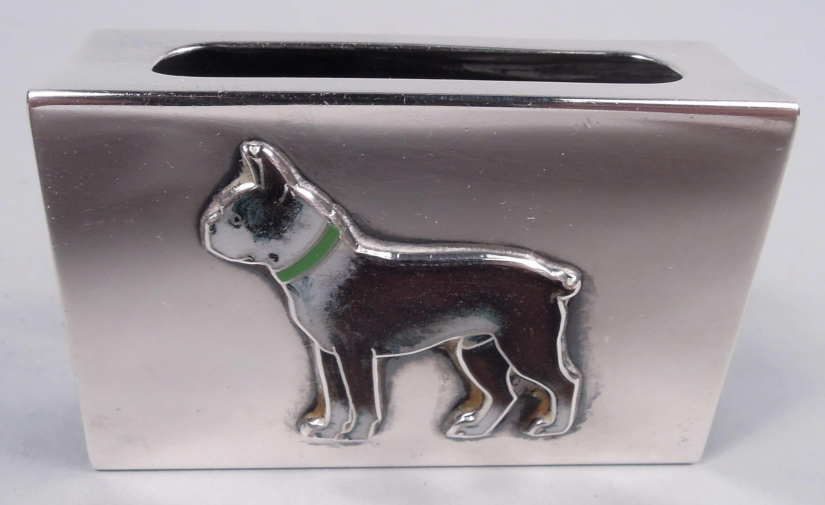 20th Century Set of 8 Udall & Ballou Enamel Matchbox Holders with Dogs For Sale