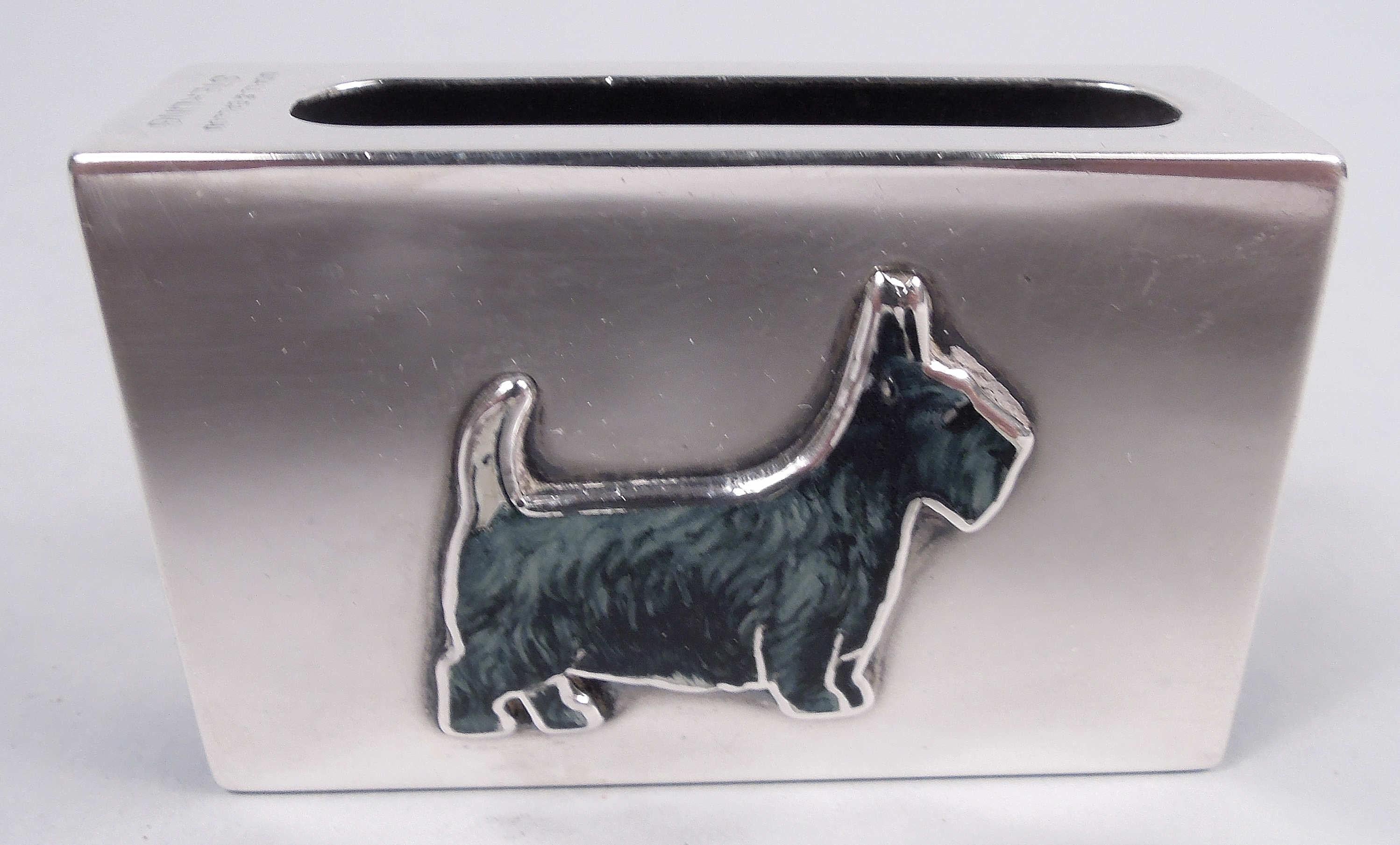 Sterling Silver Set of 8 Udall & Ballou Enamel Matchbox Holders with Dogs For Sale
