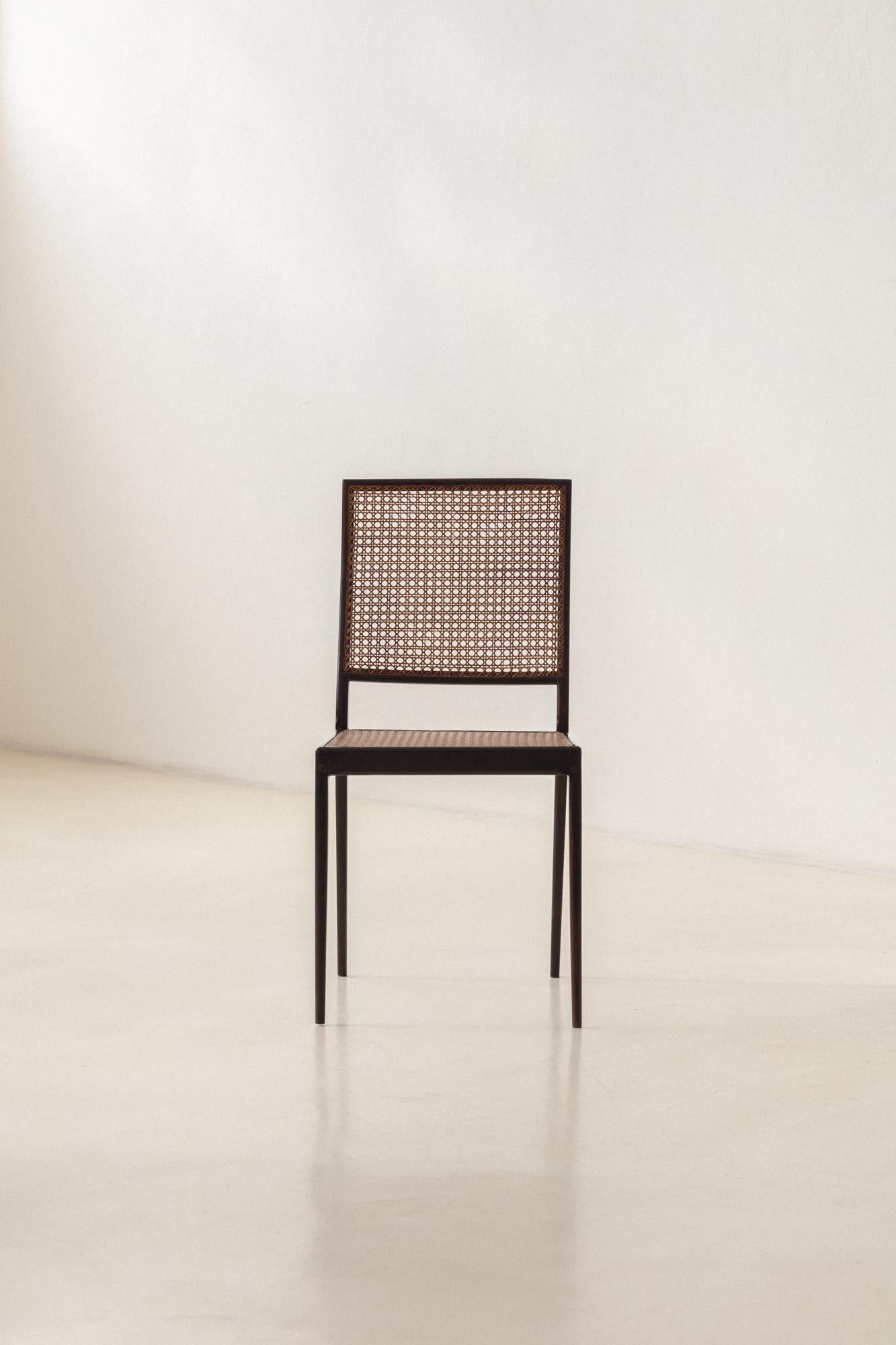 Ensemble de 8 chaises Unilabor MT 552, Geraldo de Barros, années 1960, design brésilien en vente 3