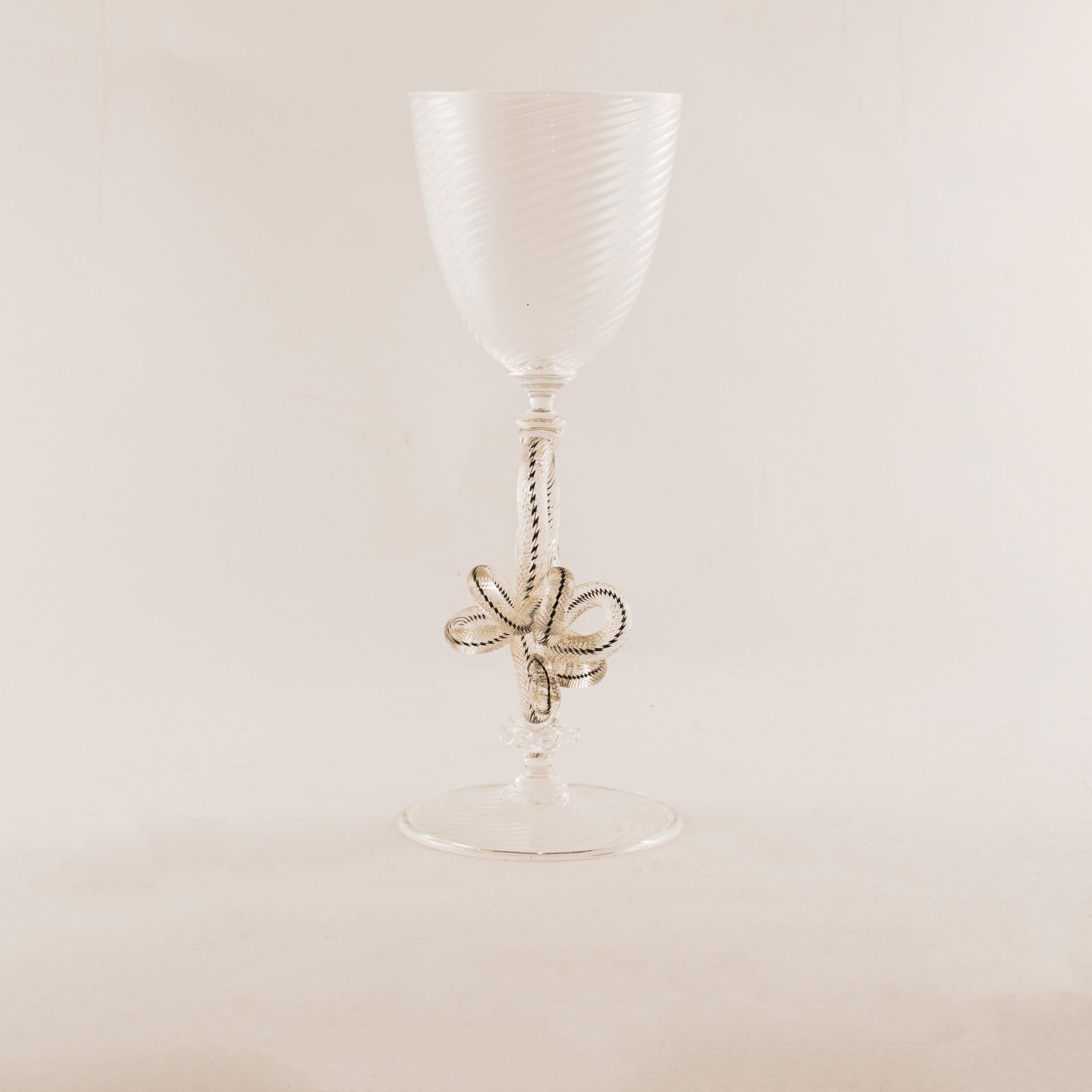 Modern Set of 8 Unique Tobias Møhl, Facon De Venise Wine Glasses, Signed For Sale