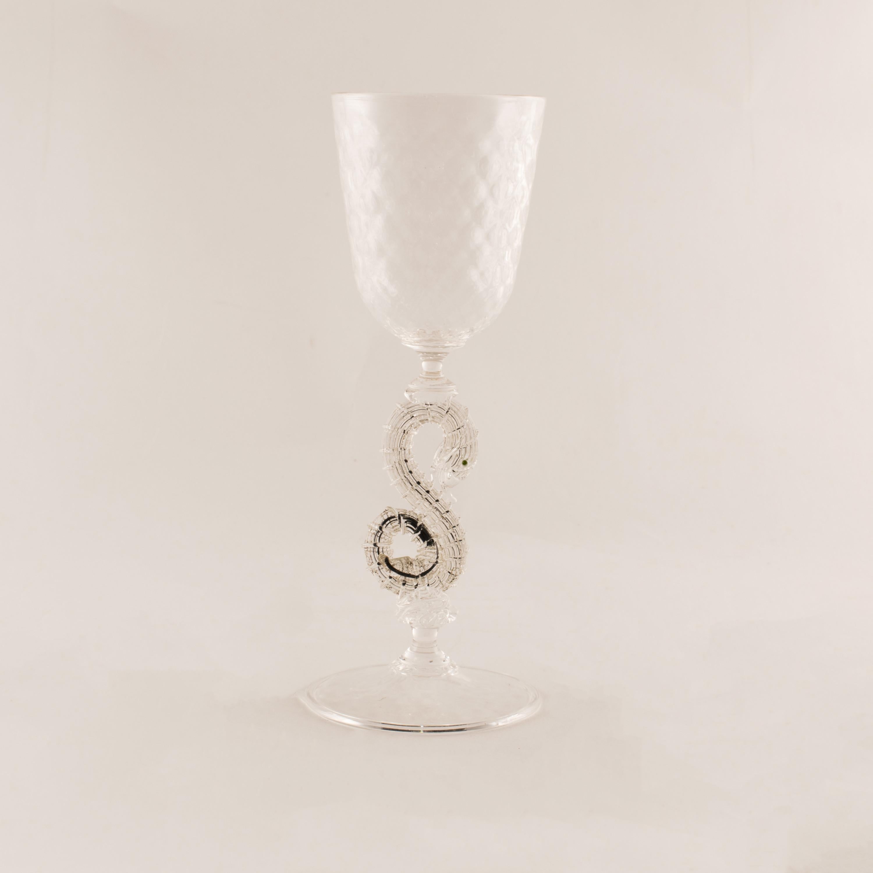 Contemporary Set of 8 Unique Tobias Møhl, Facon De Venise Wine Glasses, Signed For Sale