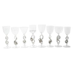 Ensemble de 8 verres à vin uniques Tobias Møhl, Facon De Venise, signés
