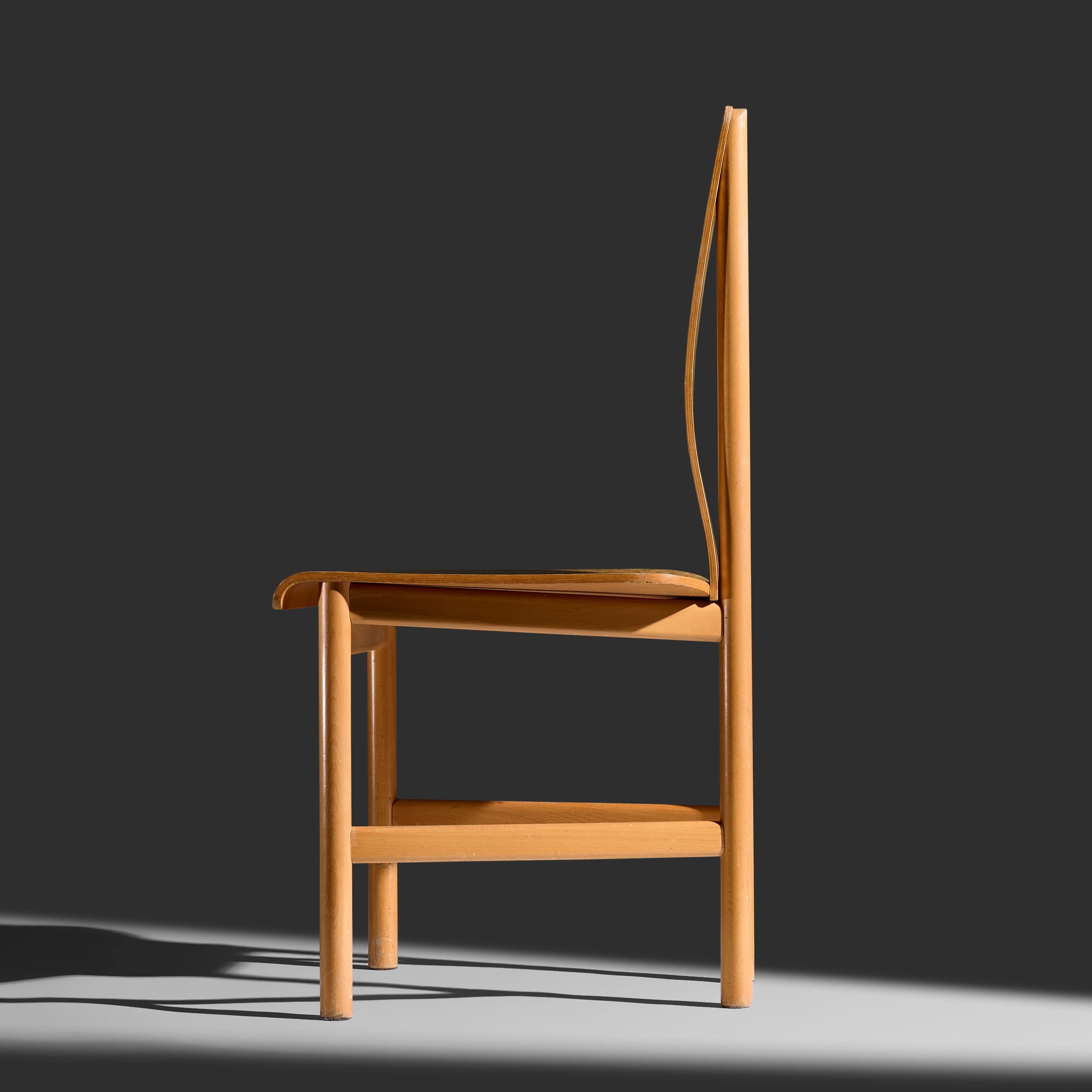 Set of 8 “Vela” Dining Chairs in Burlwood by Enzo Mari, Driade, Italy, 1977 2