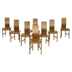 Set of 8 “Vela” Dining Chairs in Burlwood by Enzo Mari, Driade, Italy, 1977