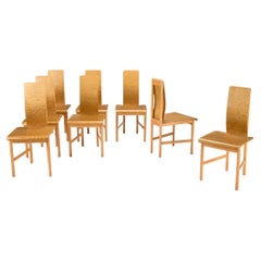 Set of 8 “Vela” Dining Chairs in Burlwood by Enzo Mari, Driade, Italy, 1977
