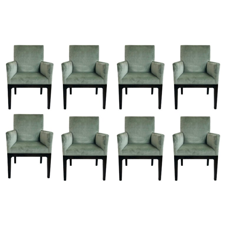Set of 8 Velvet Dining Chairs For Sale at 1stDibs