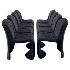 Set of 8 Velvet Postmodern Italian Dining Chairs