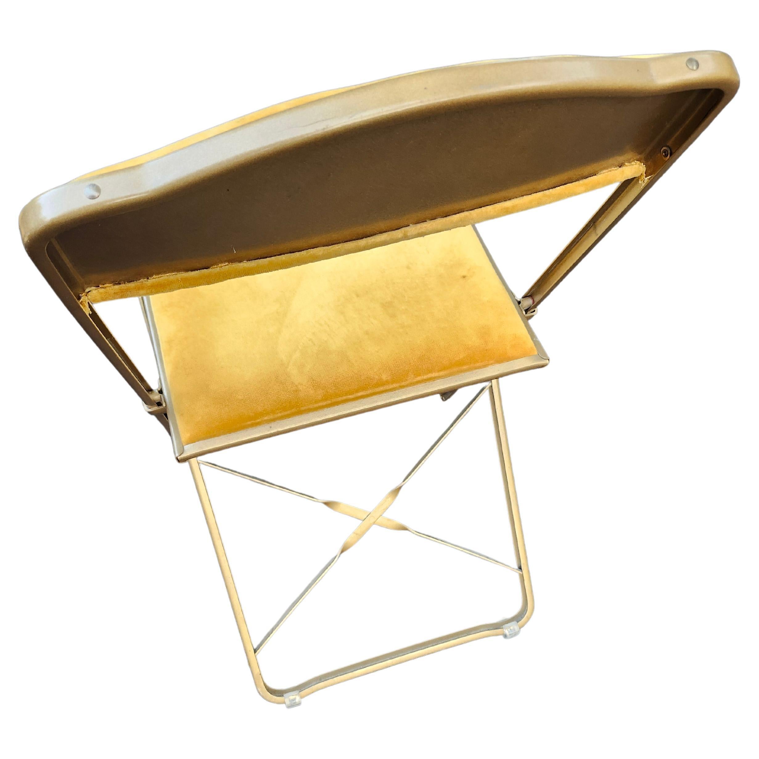 American Set of 8 Velvet with a Gold Tone Folding Chairs by the A. Fritz & Co.