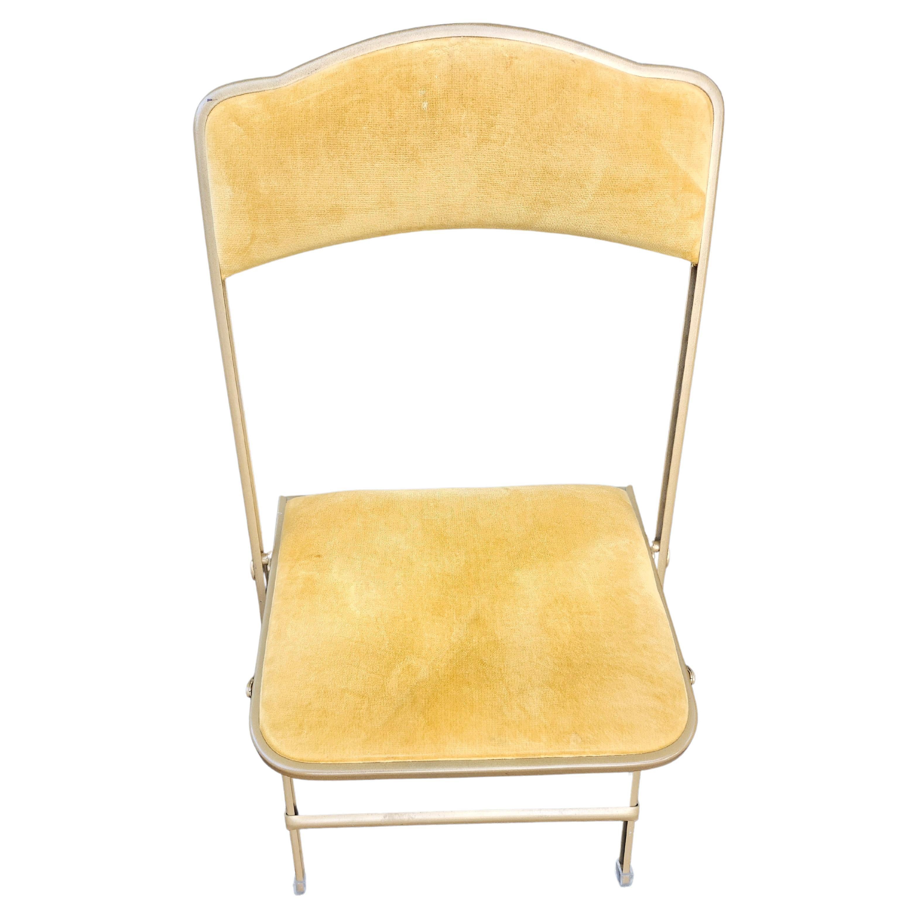 Hand-Crafted Set of 8 Velvet with a Gold Tone Folding Chairs by the A. Fritz & Co.