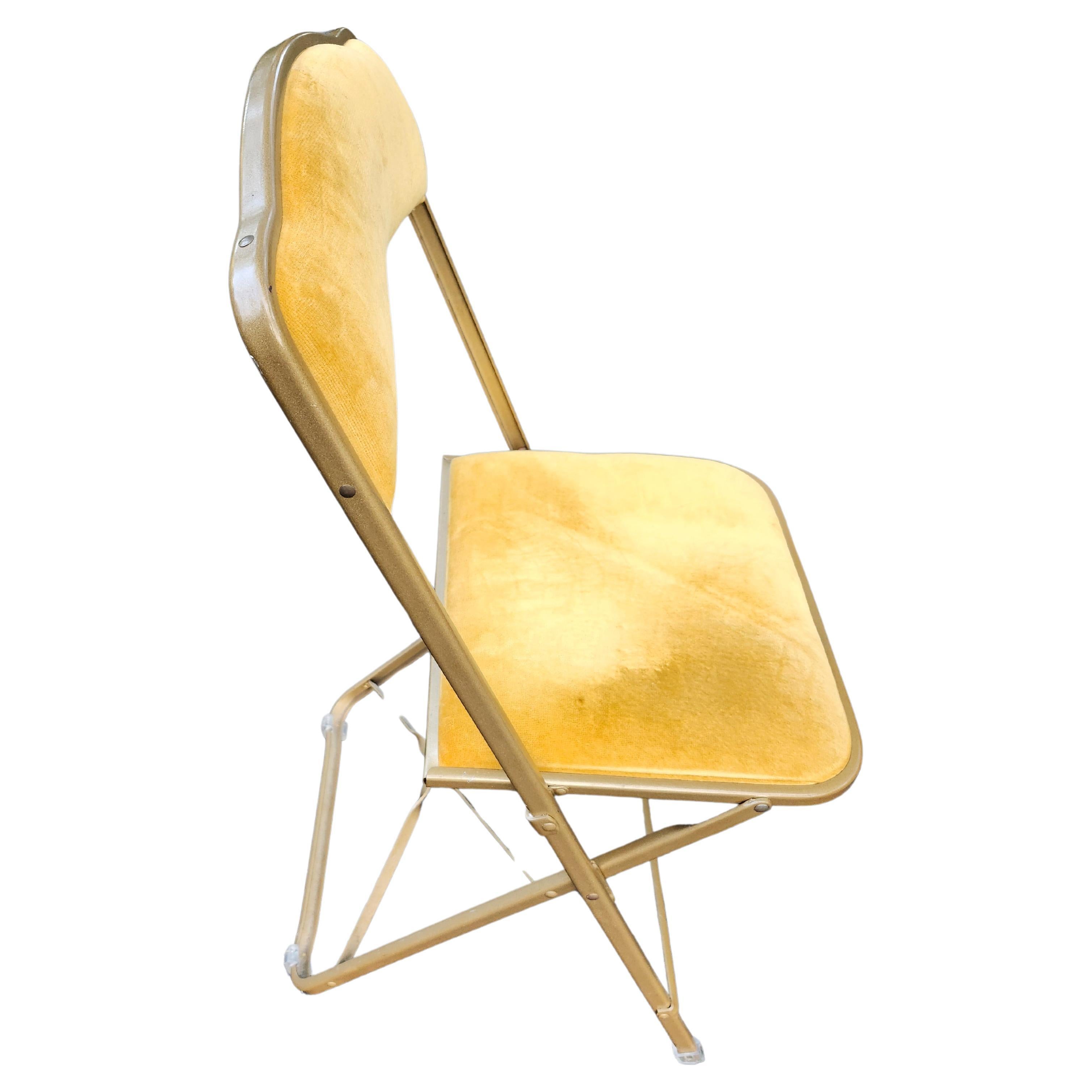 Set of 8 Velvet with a Gold Tone Folding Chairs by the A. Fritz & Co. In Good Condition In Port Jervis, NY
