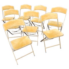 Set of 8 Velvet with a Gold Tone Folding Chairs by the A. Fritz & Co.