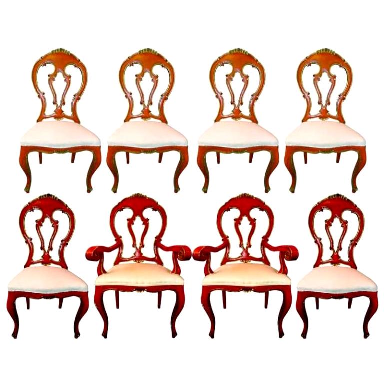 Set of 8 Venetian Baroque Style Dining Chairs