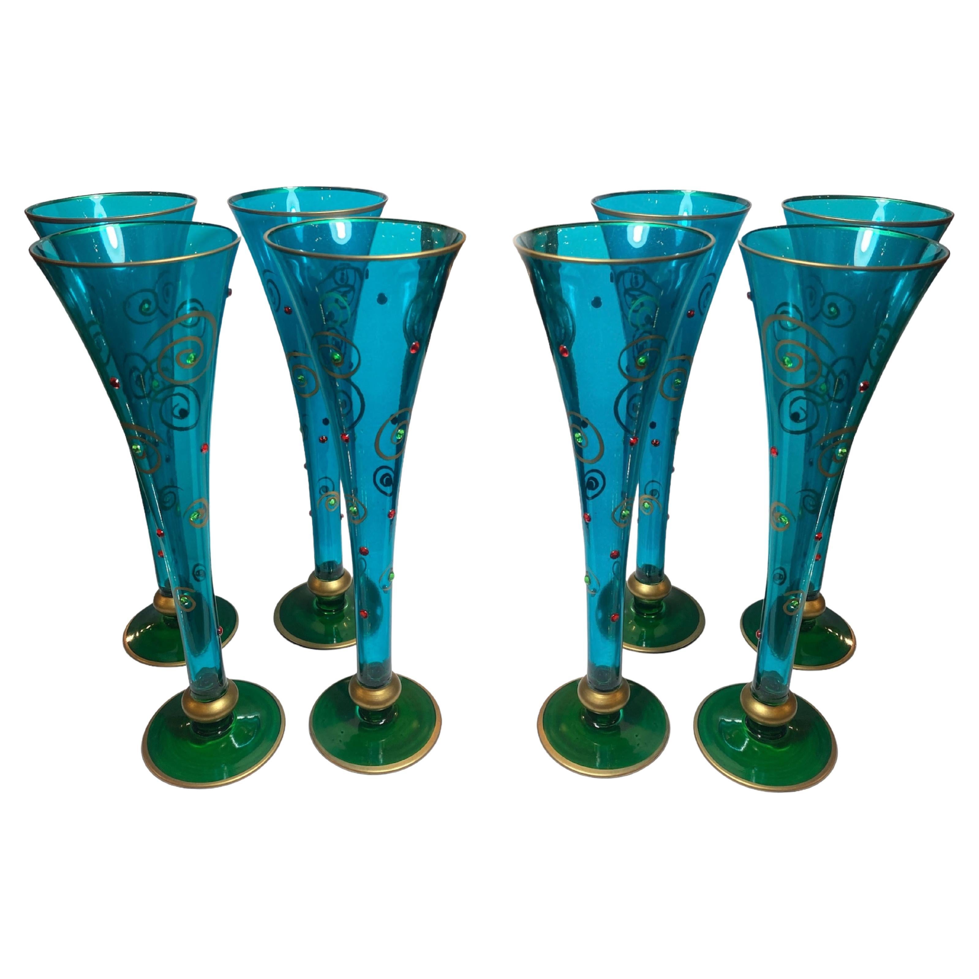 Set di 8 bicchieri da champagne alti veneziani