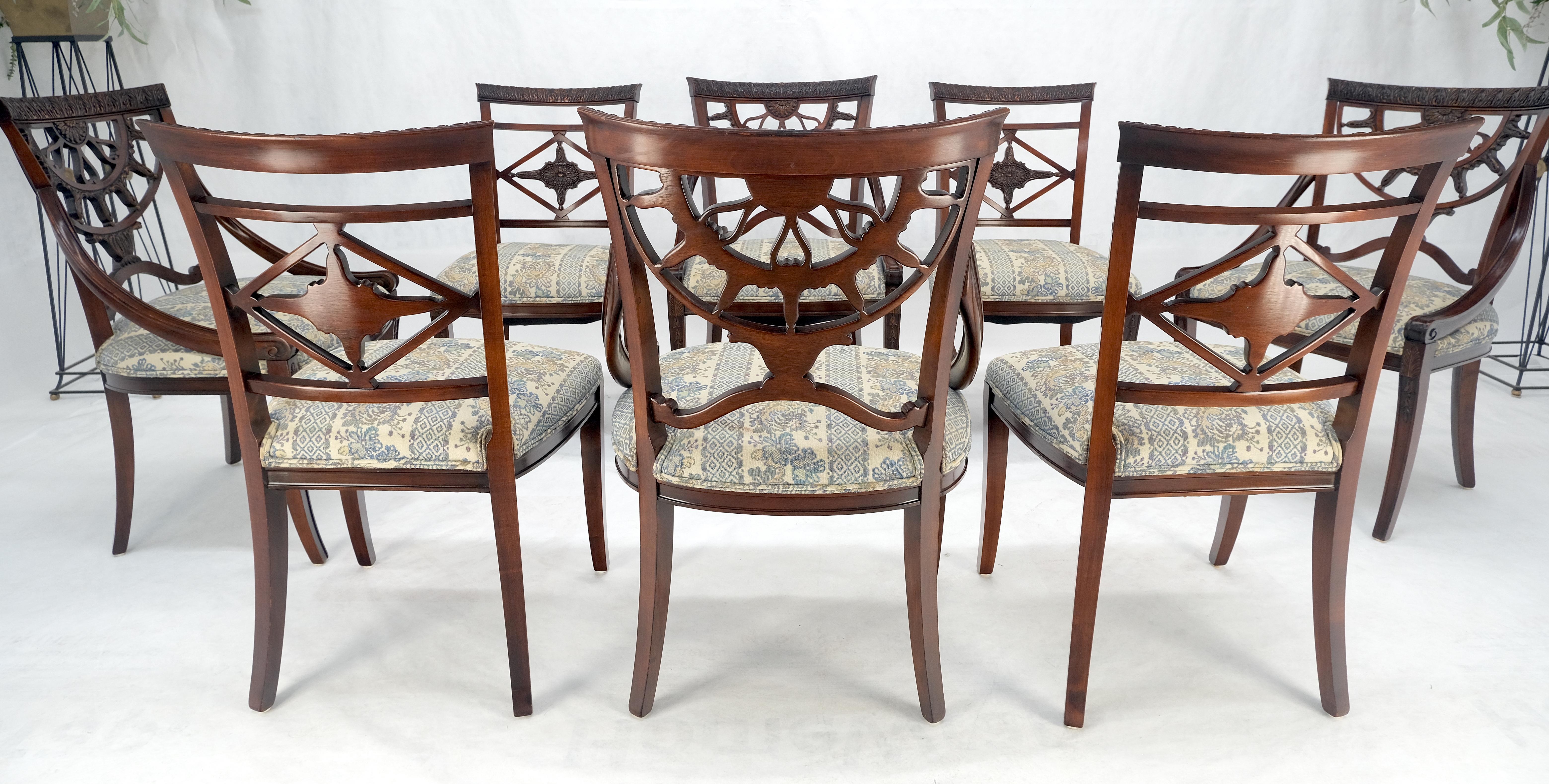 Tappezzeria Set di 8 sedie da pranzo in mogano intagliato MINT! in vendita