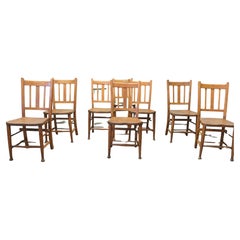 Set of 8 Victorian Beech and Elm School Chairs  A Good sturdy set