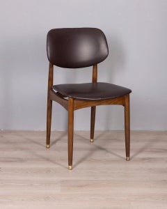 Lot de 8 chaises vintage des années 1960 en bois et cuir, conçues par Anonima Castelli