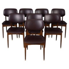 Lot de 8 chaises vintage des années 1960 en bois et cuir, conçues par Anonima Castelli
