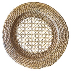 Set of 8 Vintage 1970s Coastal Rattan Cane Woven Charger Placemats