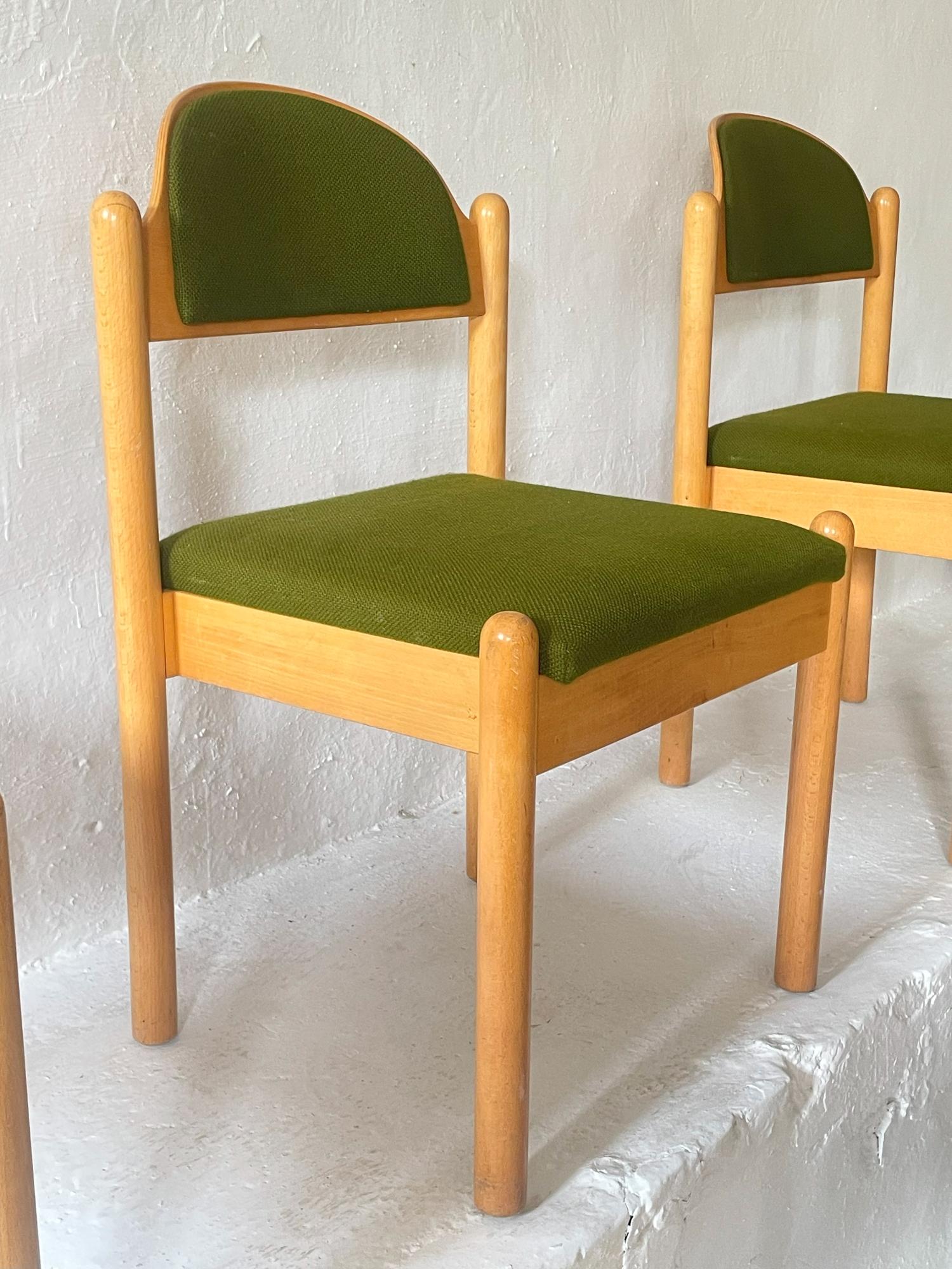 Set of 8 Vintage 1970s German Beech Wood Dining Chairs For Sale 5