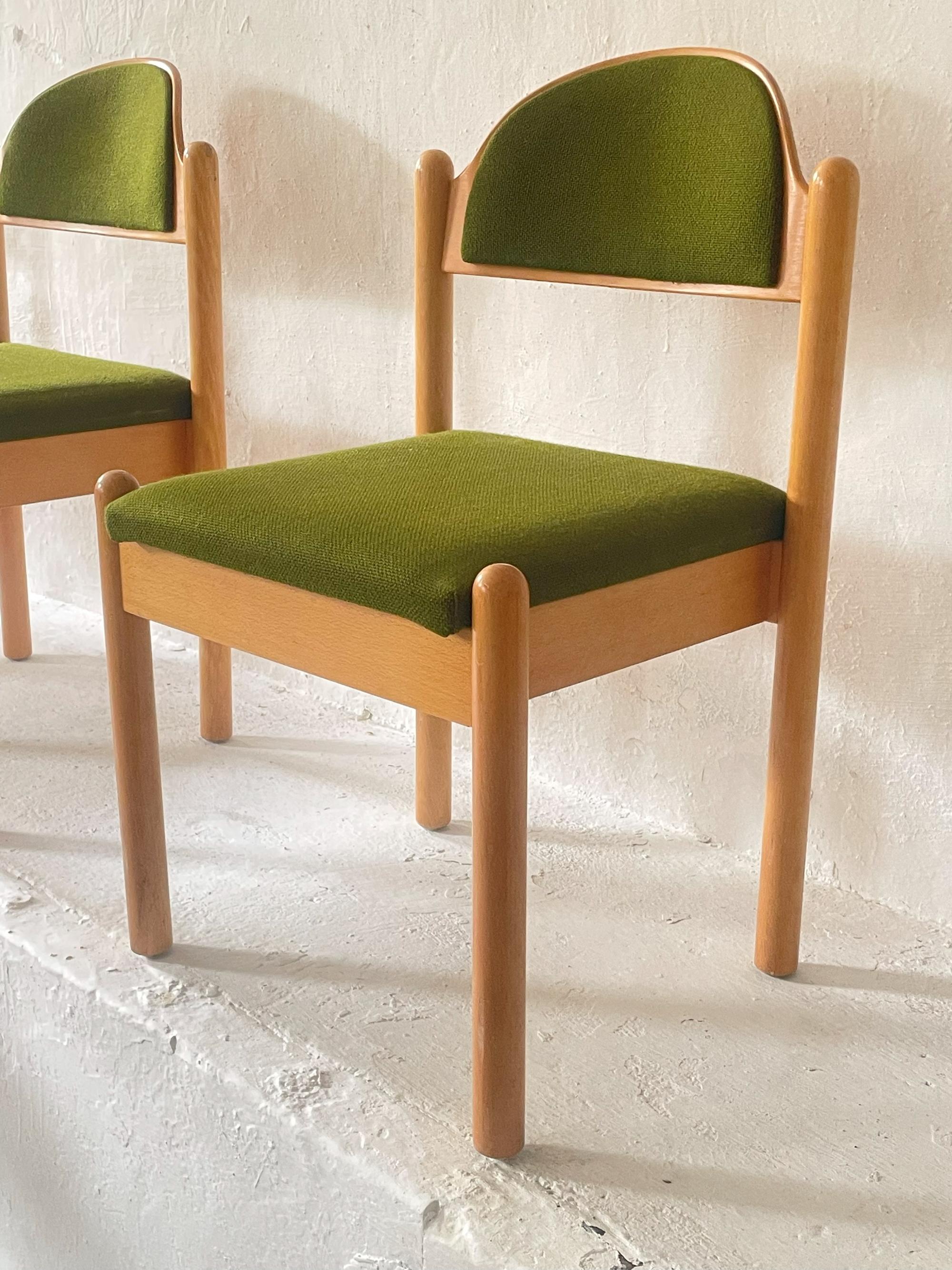 Set of 8 Vintage 1970s German Beech Wood Dining Chairs For Sale 1