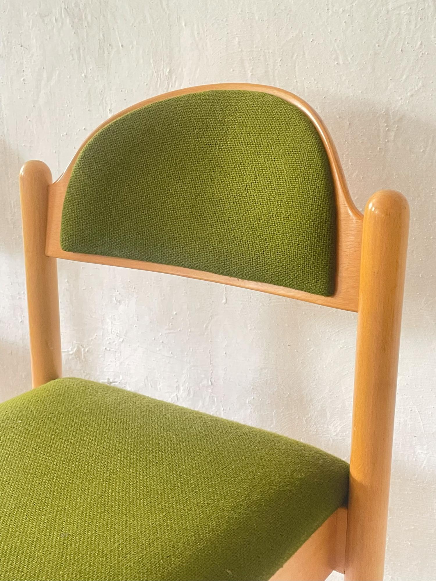 Set of 8 Vintage 1970s German Beech Wood Dining Chairs For Sale 2