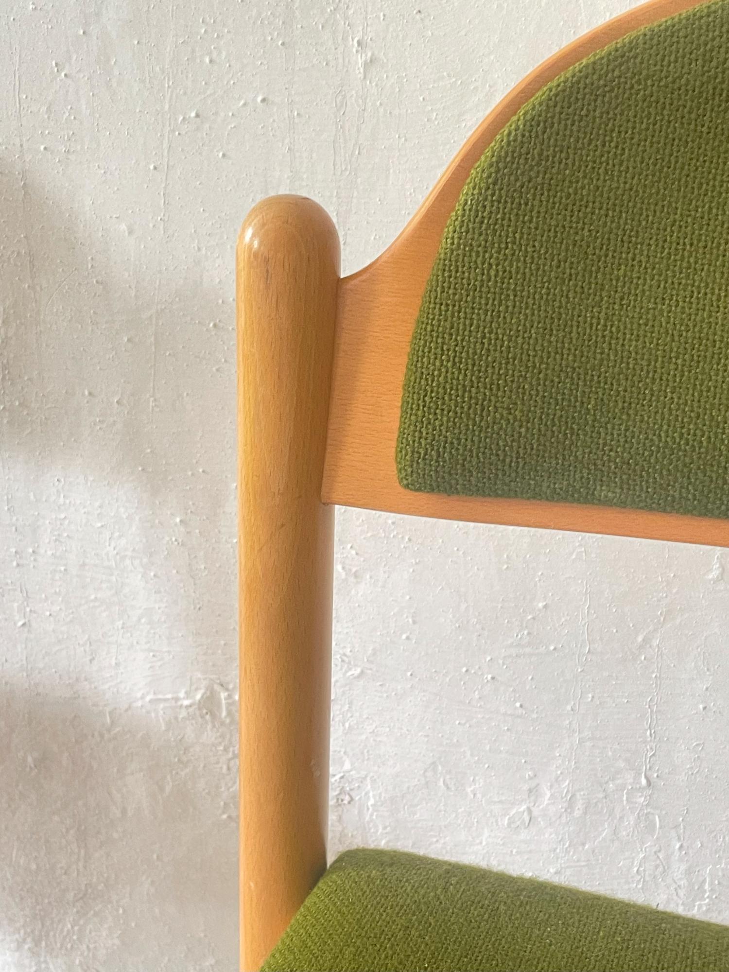 Set of 8 Vintage 1970s German Beech Wood Dining Chairs For Sale 3