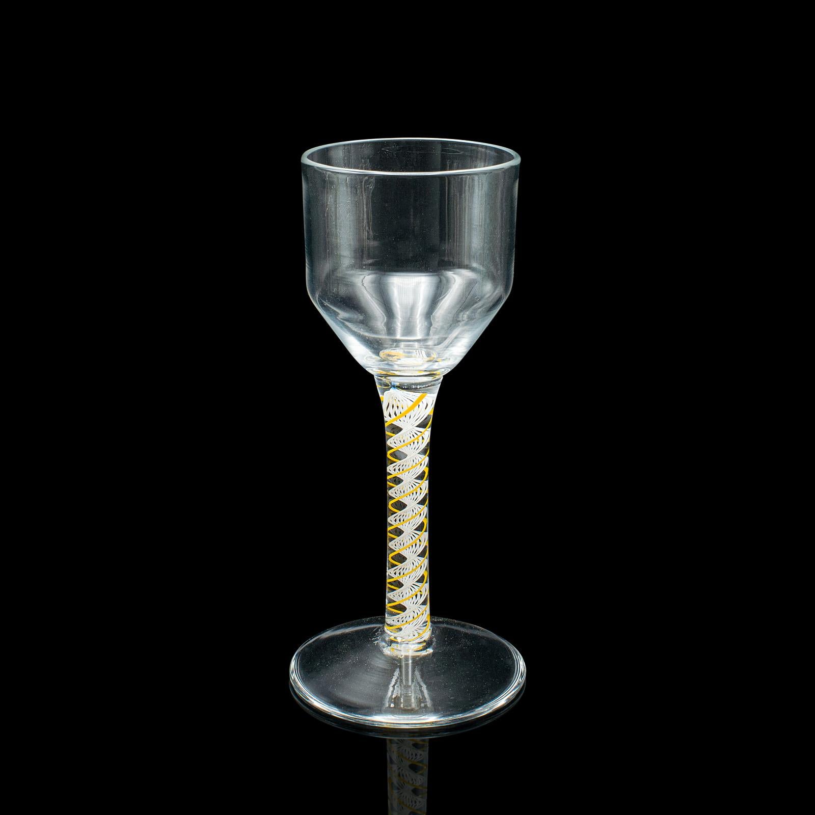 Mid-Century Modern Set of 8 Vintage Aperitif Glasses, English, Twist Stem, Spirits, Wine Glass For Sale
