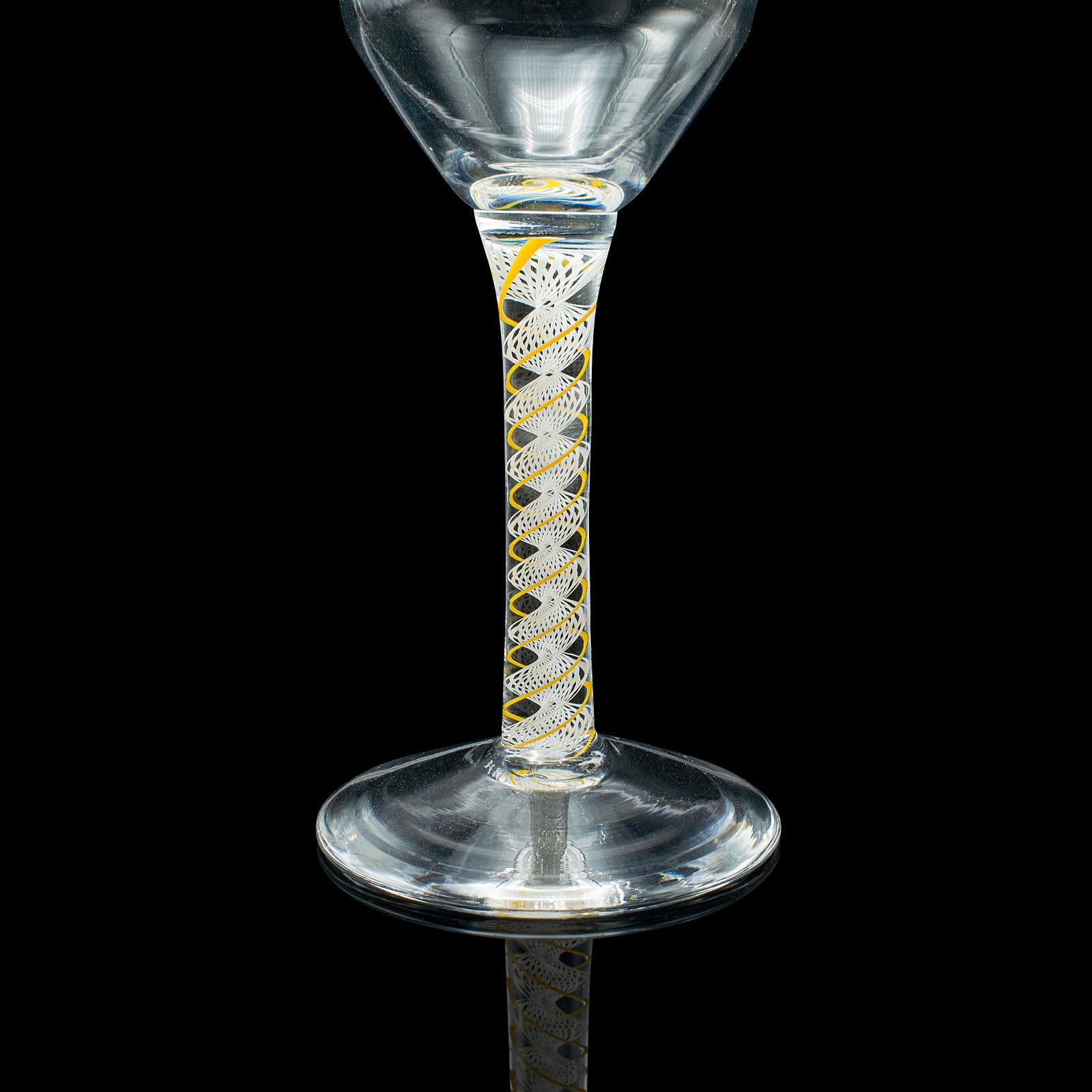 20th Century Set of 8 Vintage Aperitif Glasses, English, Twist Stem, Spirits, Wine Glass For Sale