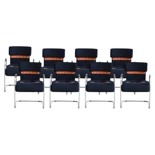 Set of 8 Vintage Armchairs by Guido Faleschini, Italy, 1970s For Sale