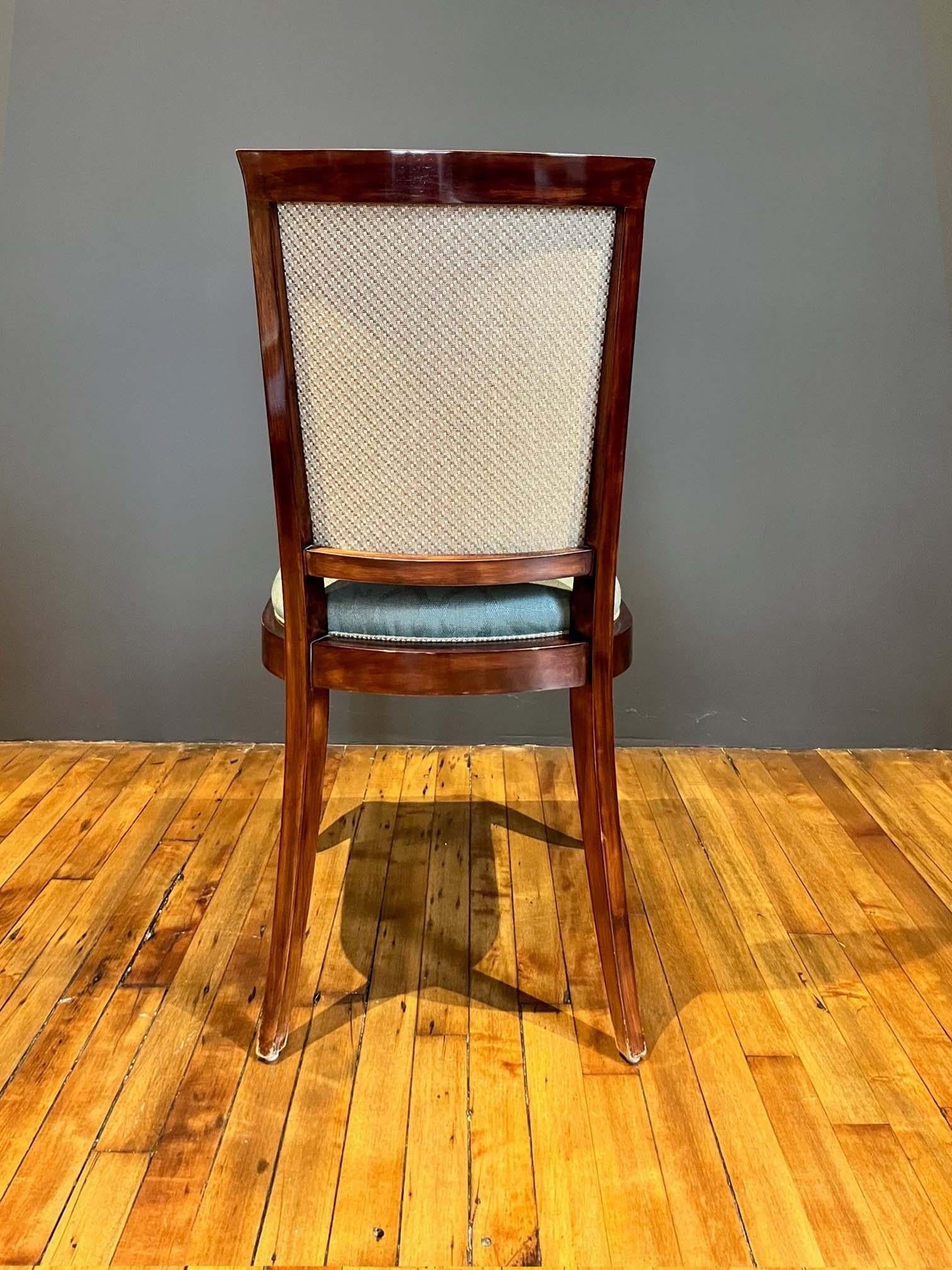 Fabric Set of 8 Vintage Art Deco Dining Room Chairs For Sale