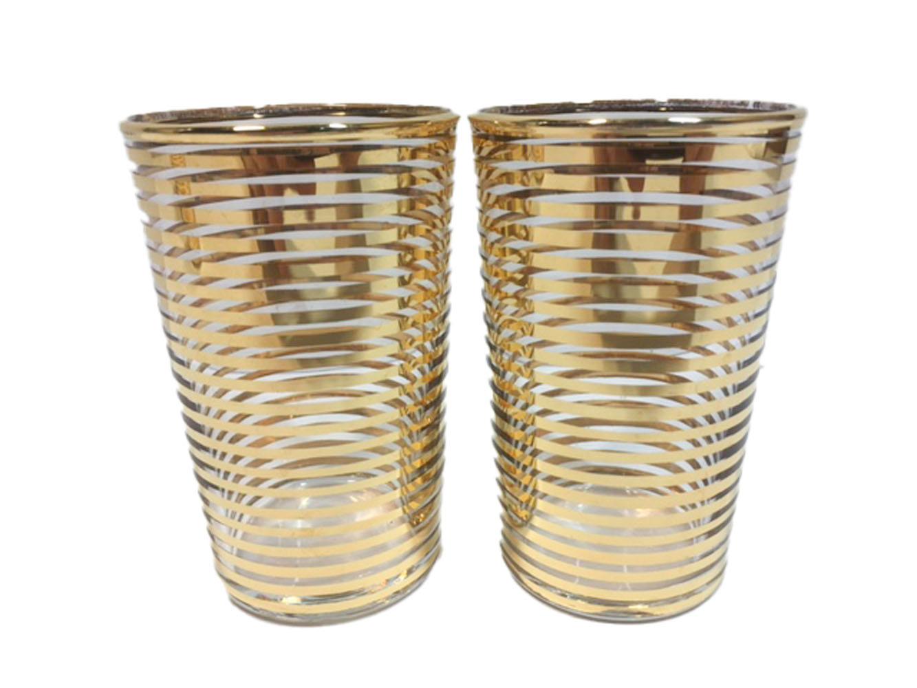 American Set of 8 Vintage Art Deco Gold Band Cocktail Glasses
