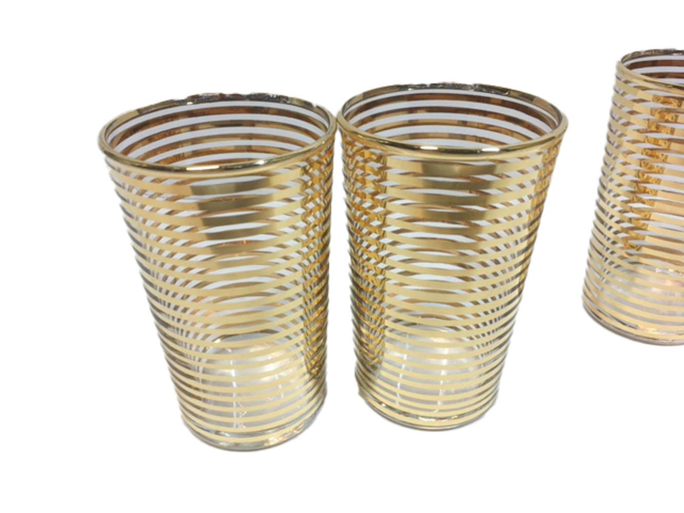 Set of 8 Vintage Art Deco Gold Band Cocktail Glasses In Good Condition In Nantucket, MA
