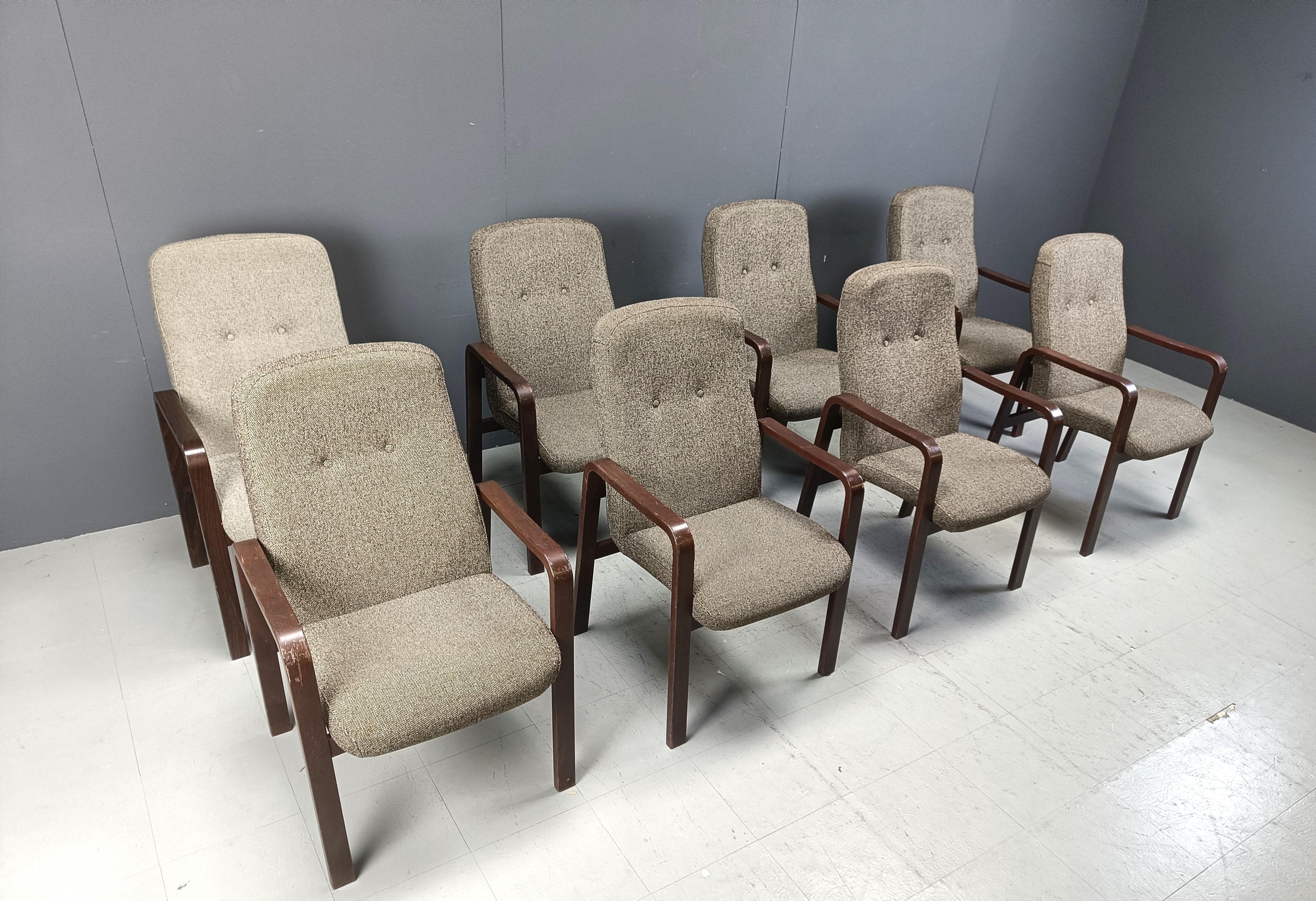 Fabric Set of 8 vintage bentwood armchairs, 1993 For Sale