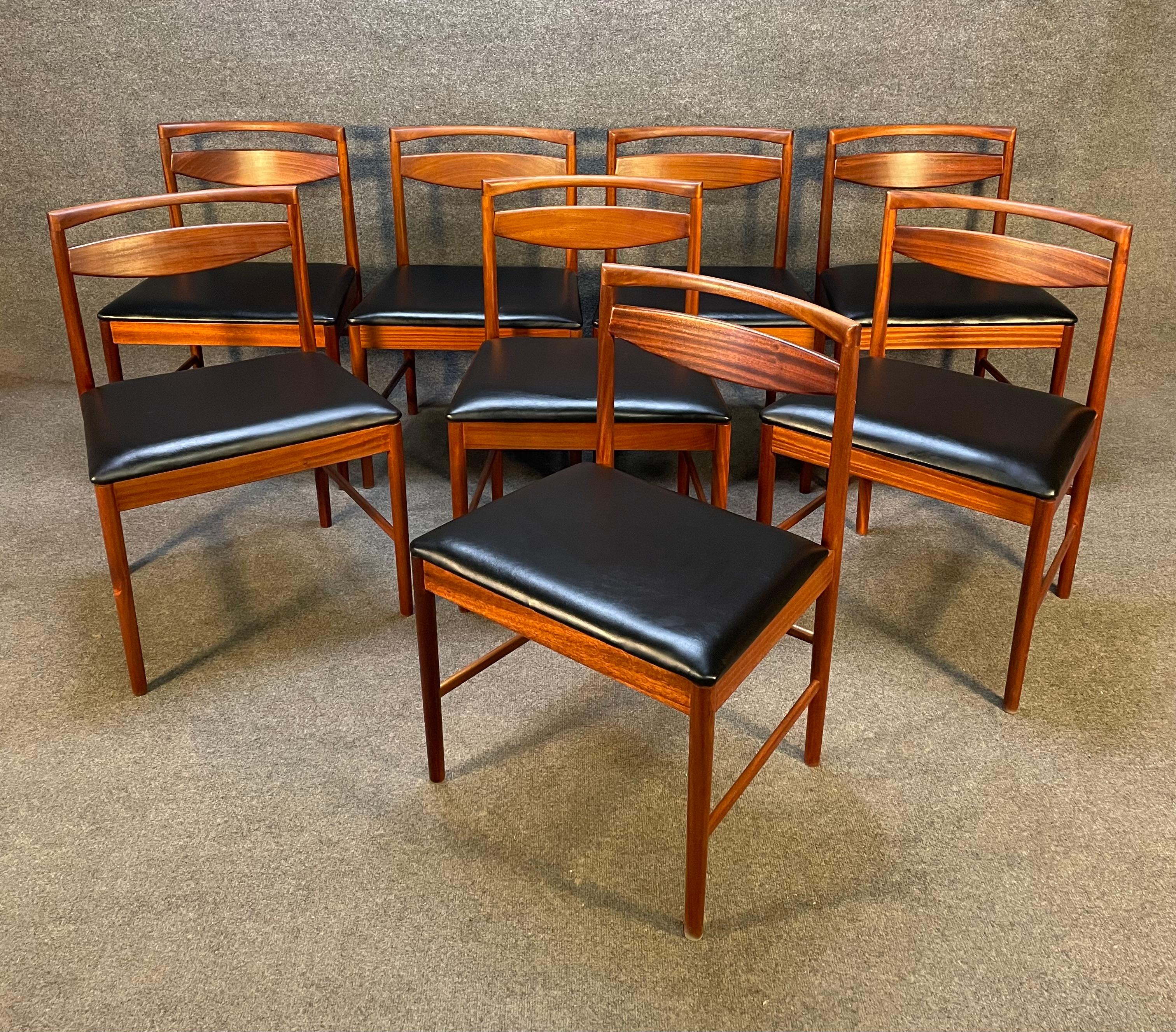 Scottish Set of 8 Vintage British Mid-Century Modern Mahogany Dining Chairs by McIntosh