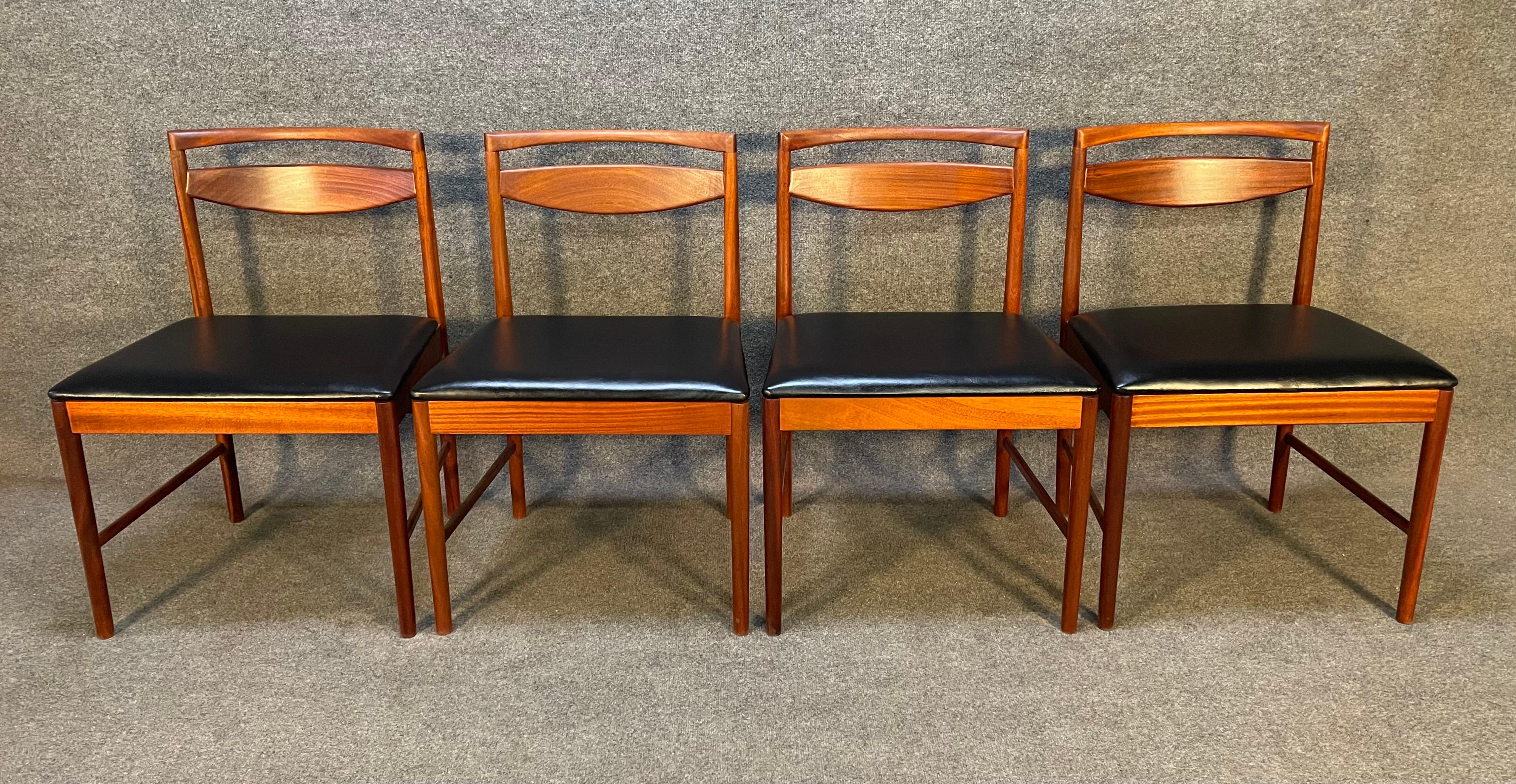 Woodwork Set of 8 Vintage British Mid-Century Modern Mahogany Dining Chairs by McIntosh